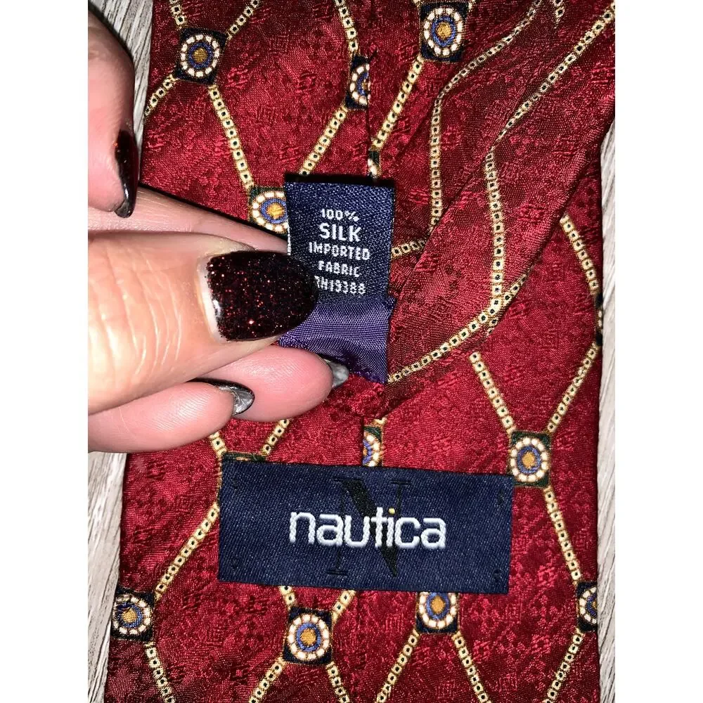 Nautica Men's Silk Tie Set 3pc Geometric Multicolor Classic Length‎